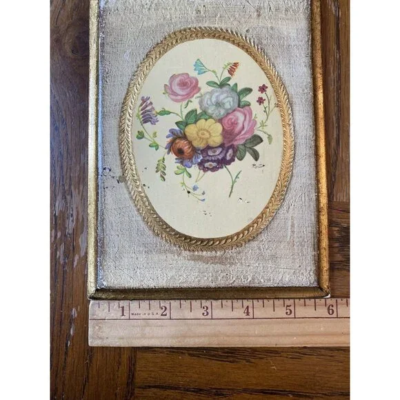 MCM Italian Florentine Gilded Gold Floral Wall Plaque - Picture 3 of 5